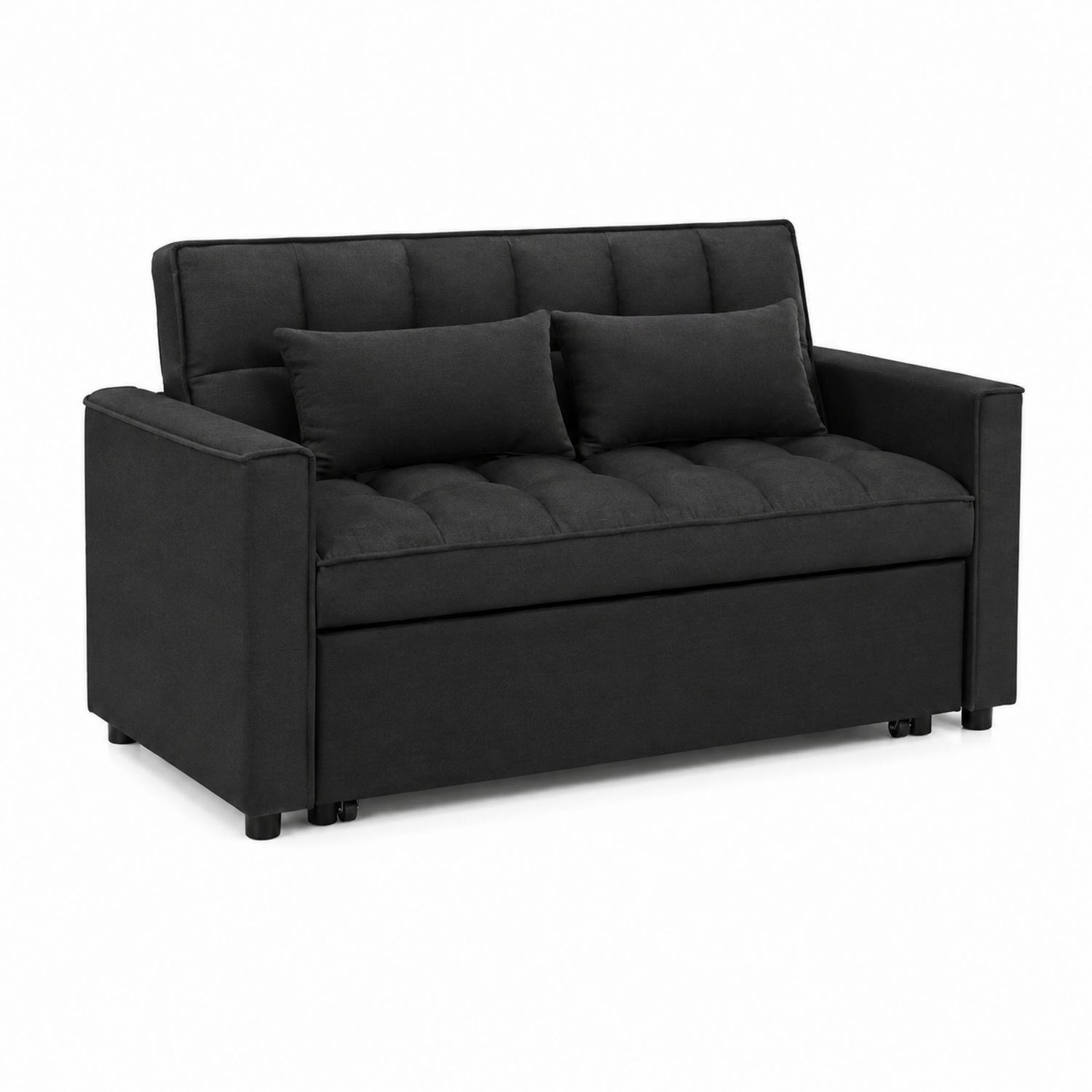 Schlafsofa 2-Sitzer Stoff Schwarz