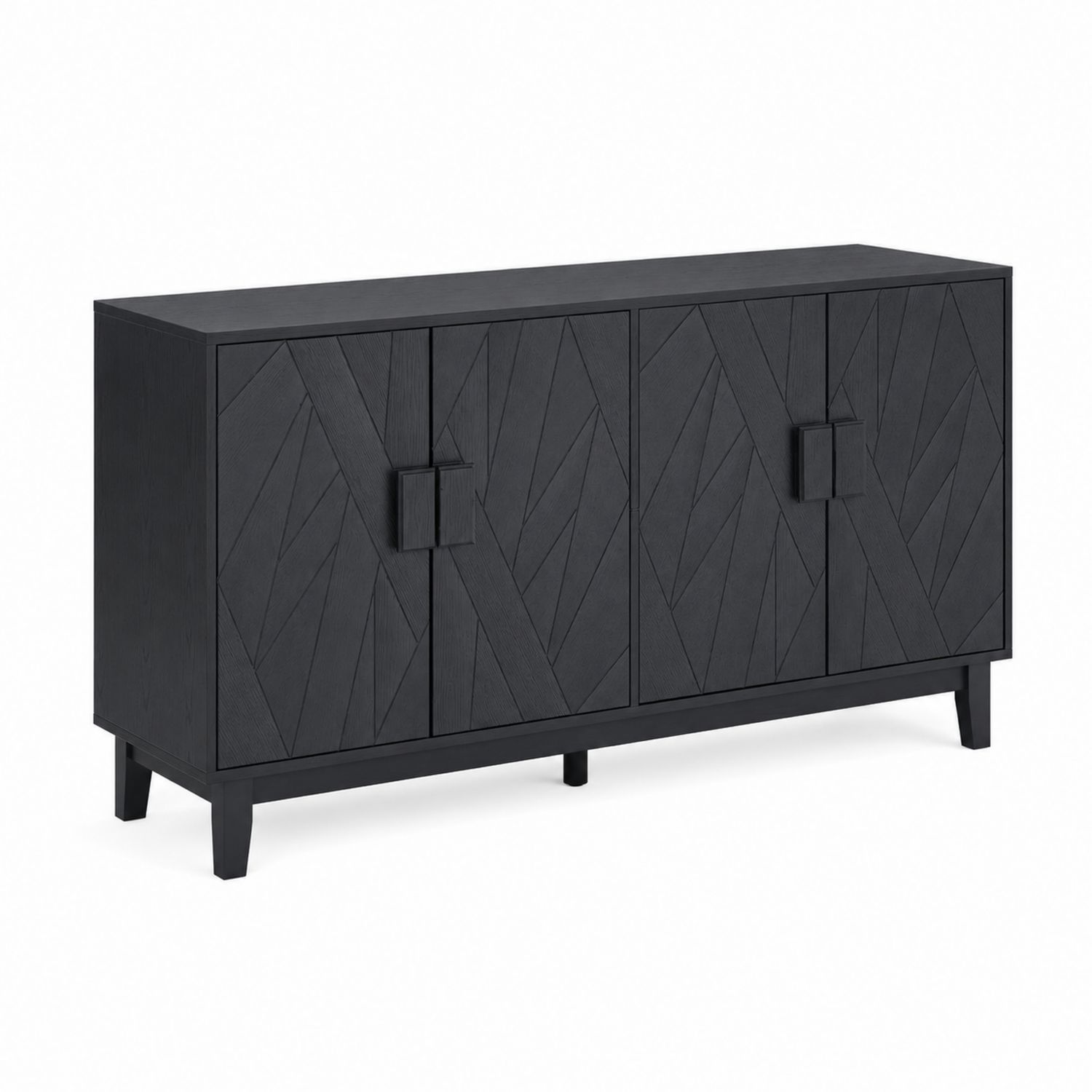 Holz Sideboard Schwarz 160cm x 40cm x 85cm