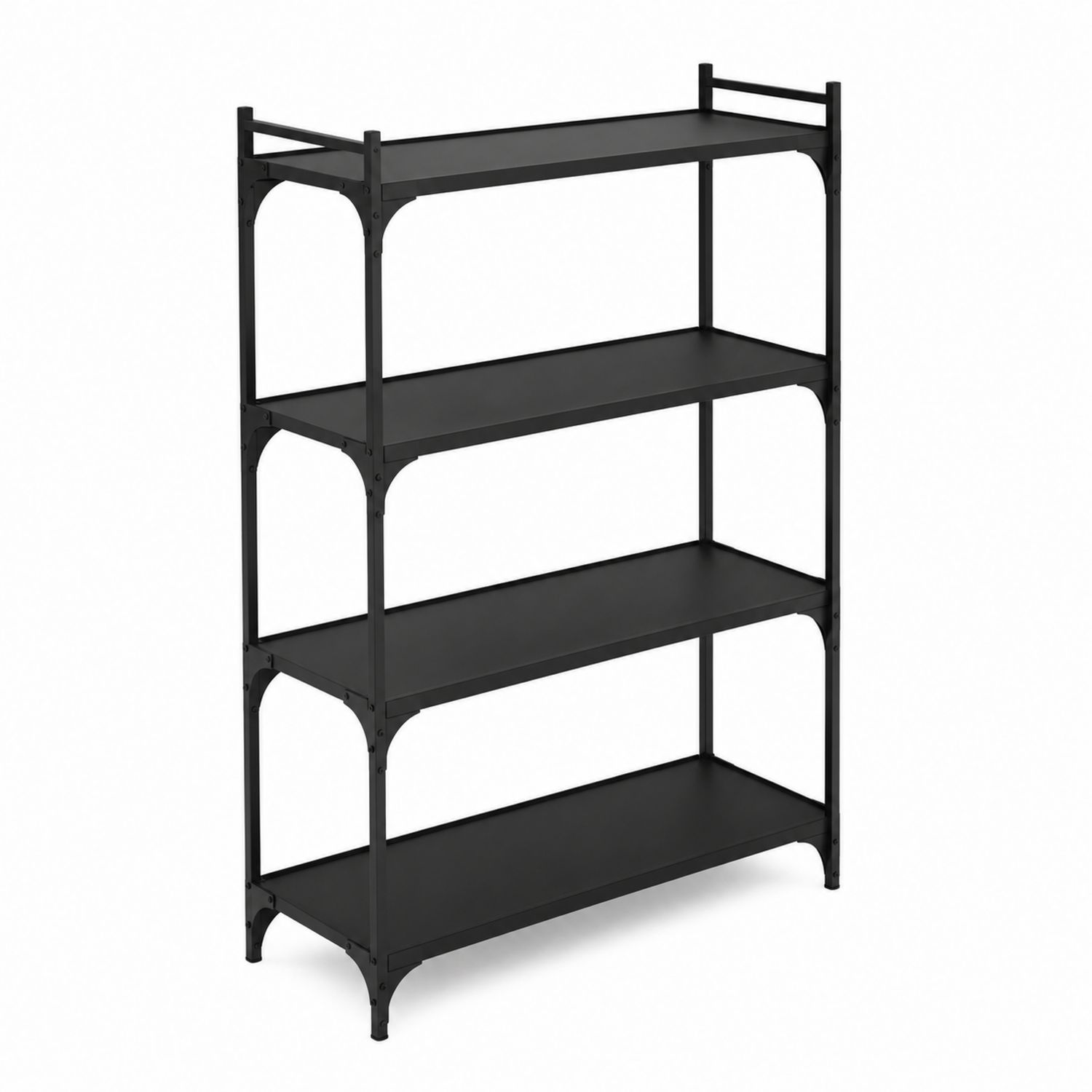 Schwarzes Metallregal mit vier Ebenen 150x60x30 cm