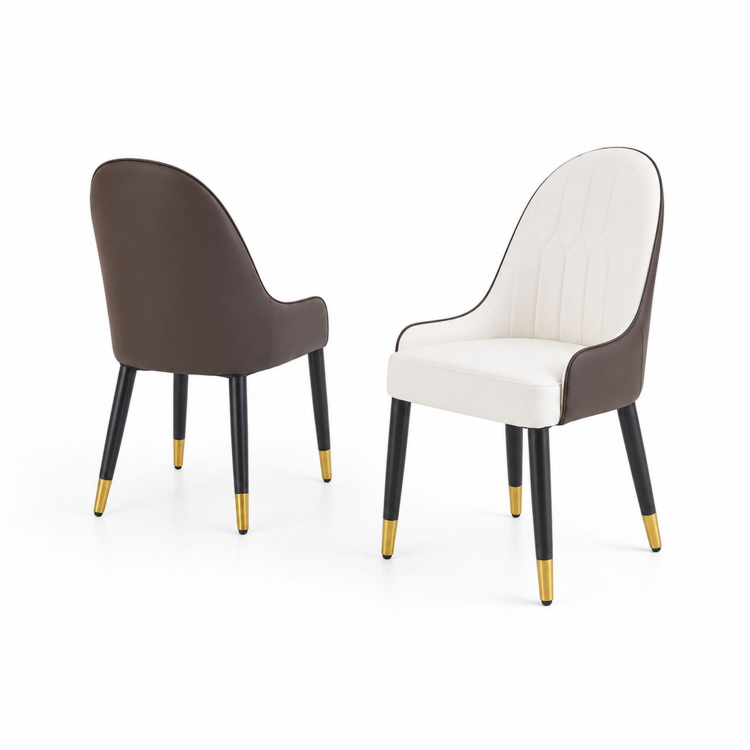 Esszimmerstuhl Set mit Metallbeinen PU-Leder Braun/Beige