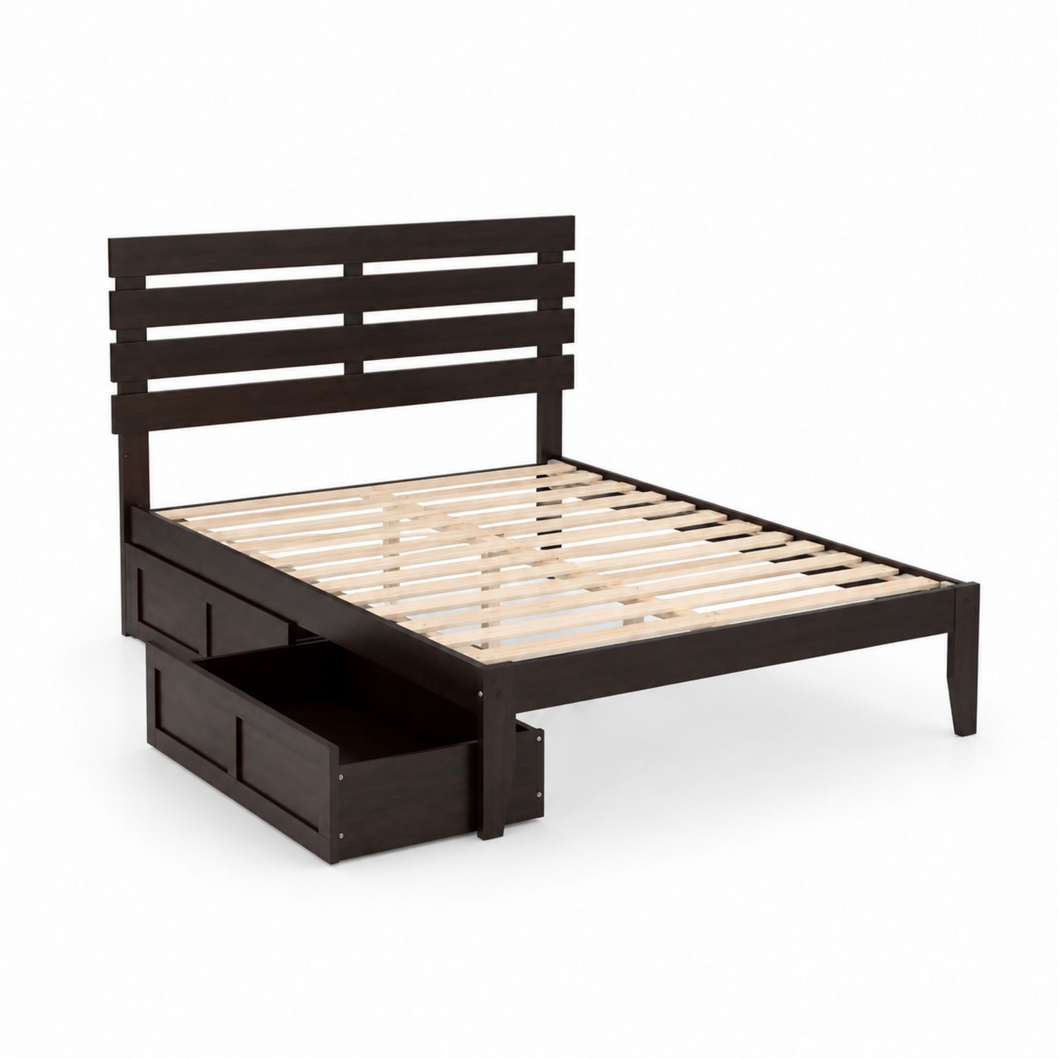 Letto Matrimoniale in Legno Massello con Cassetti 200x160 cm-Lumveron