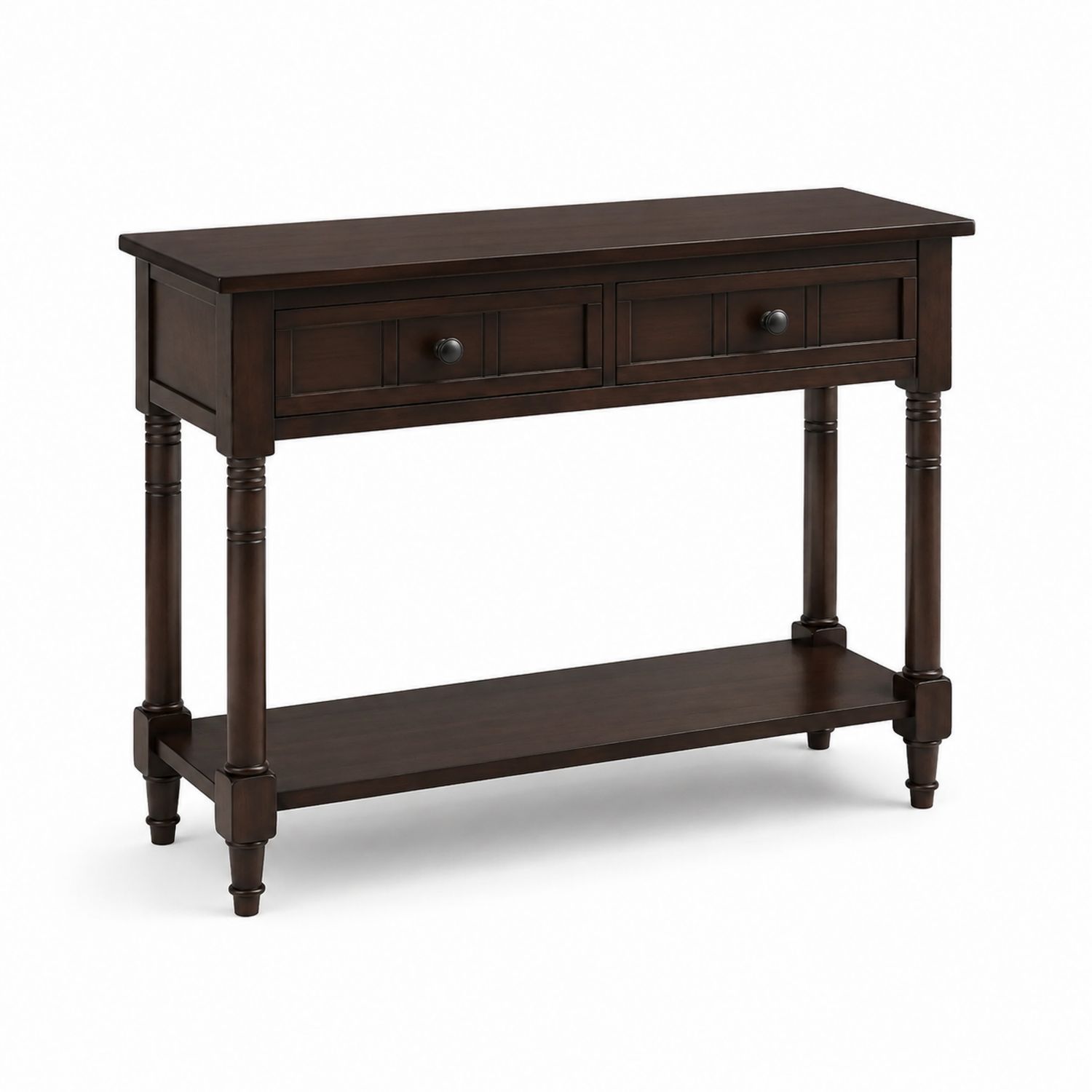 Consolle Rettangolare in Legno Marrone con Cassetti-Lumveron