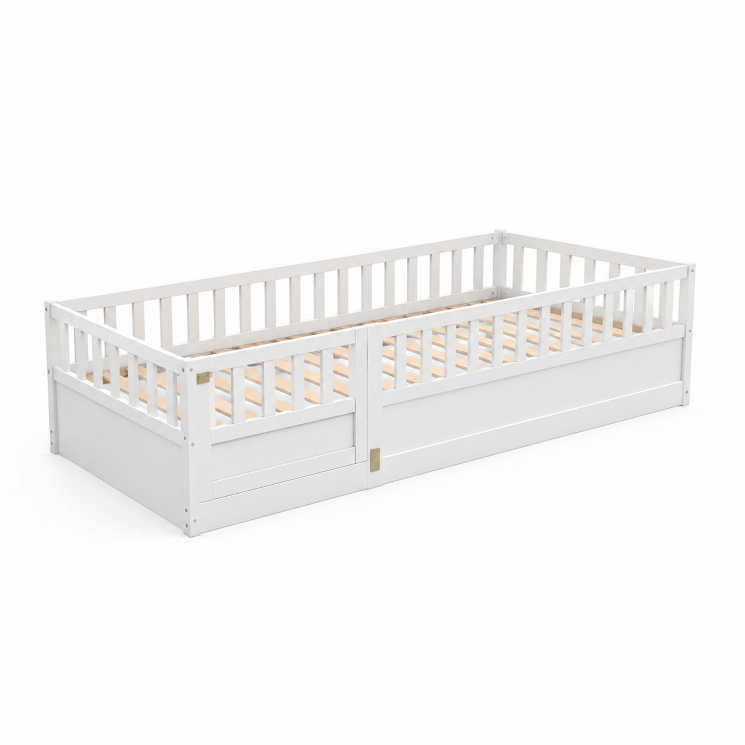 Letto singolo per bambini in legno con sponde di sicurezza 200x90 cm-Lumveron