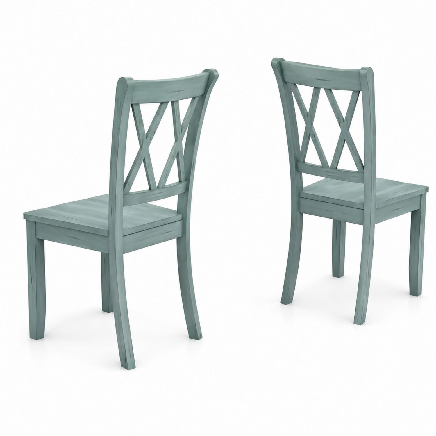 Set di 2 sedie da pranzo in legno con schienale a croce colore verde-Lumveron