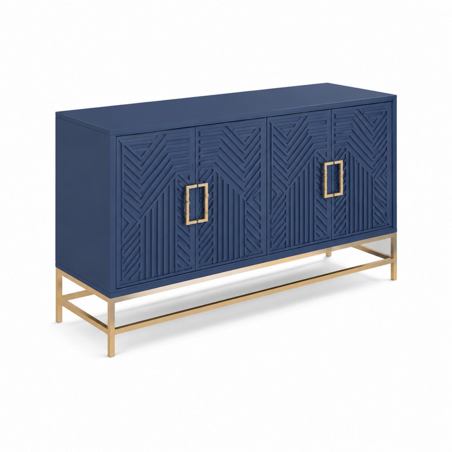 Credenza MDF Blu con Struttura in Metallo Oro 150x40x85 cm-Lumveron