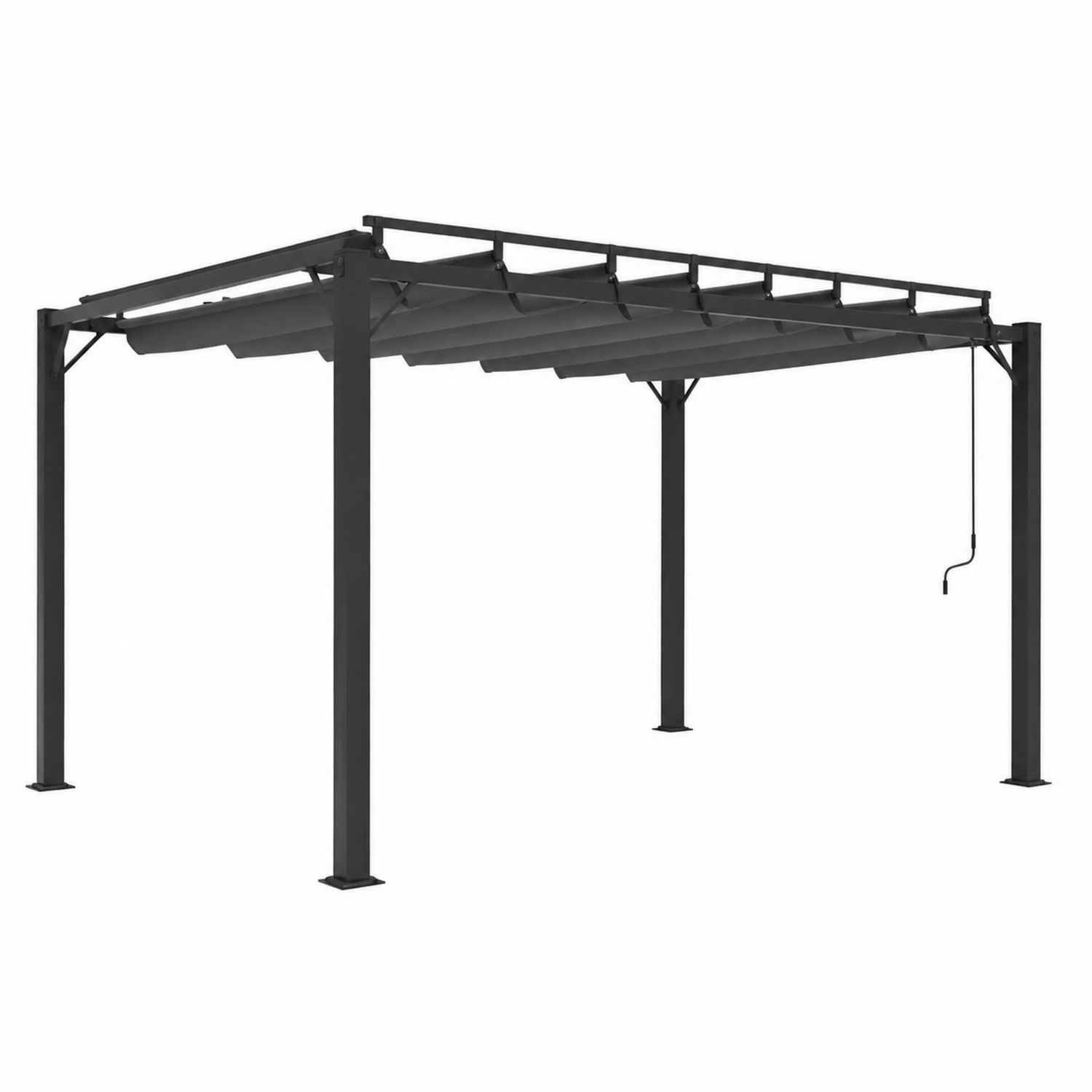 Gazebo da Giardino in Acciaio con Tetto Retrattile in Poliestere Grigio Antracite-Lumveron