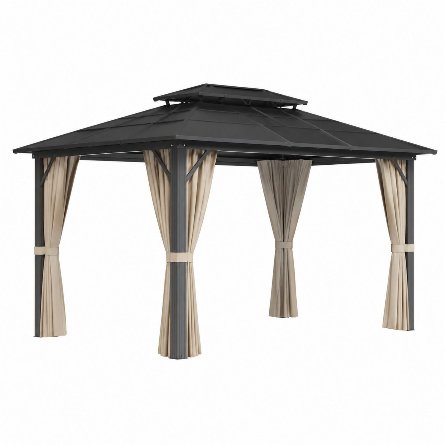Gazebo da Giardino in Alluminio e Acciaio con Tende in Poliestere-Lumveron