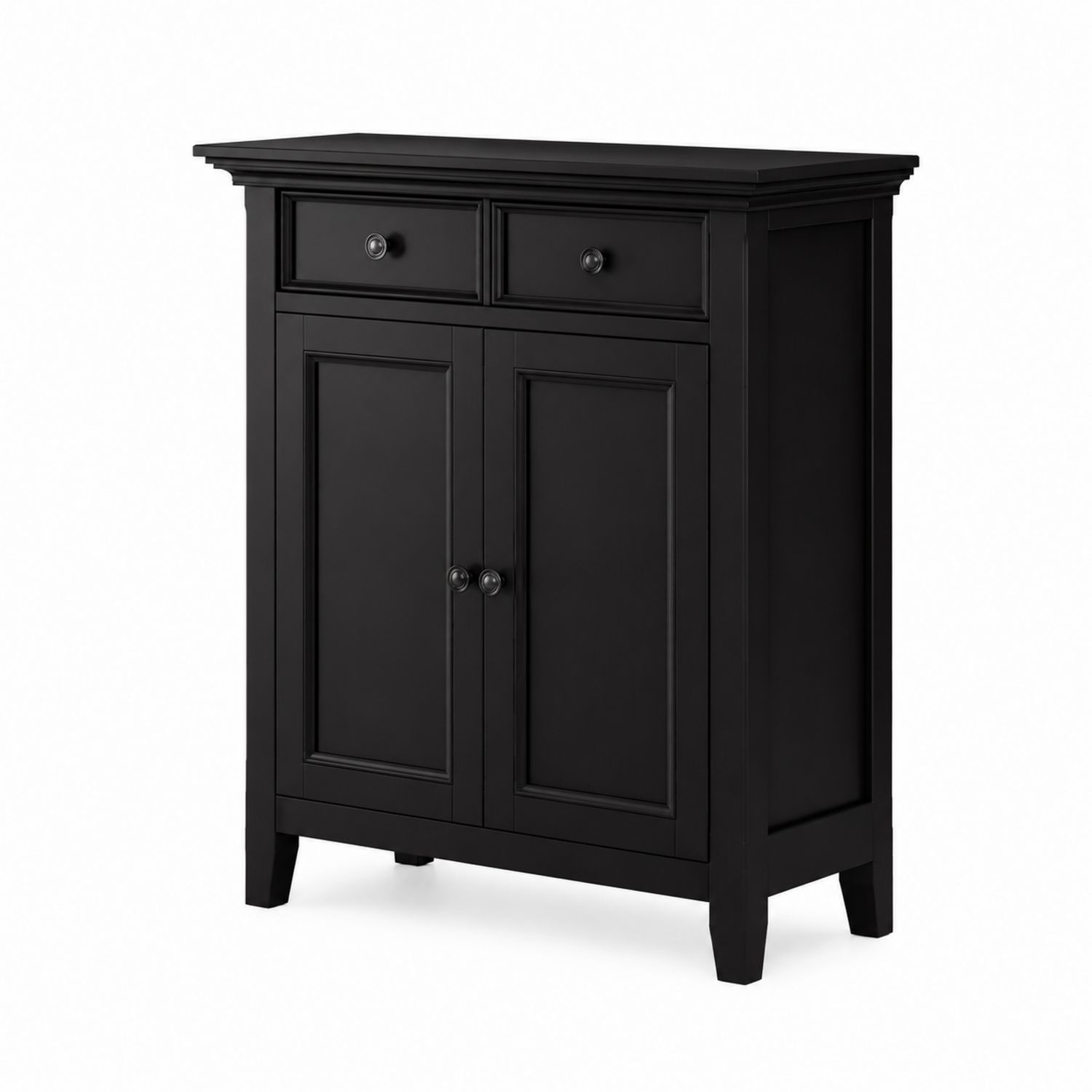 Credenza a Doppia Anta in Legno Nero 80x40x110 cm-Lumveron