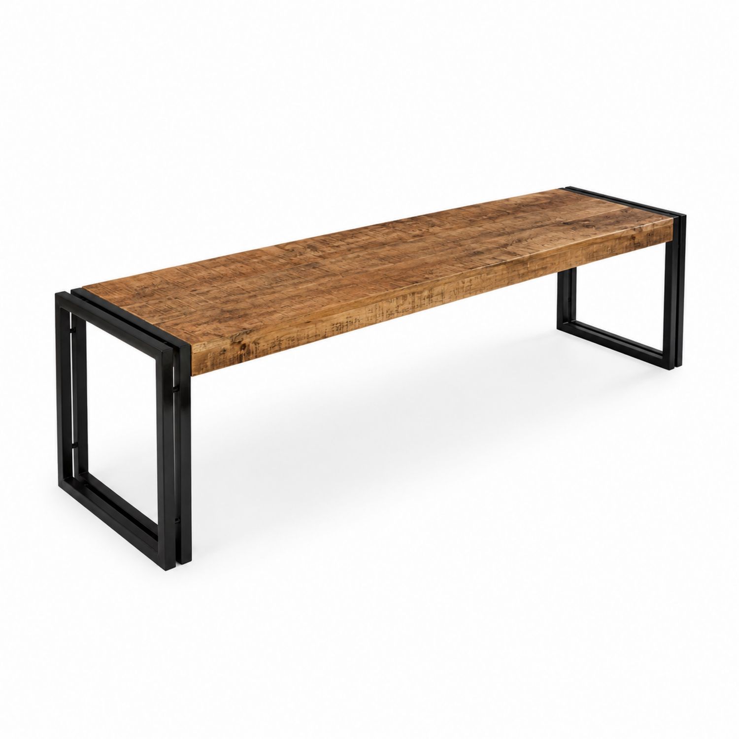 Panca rettangolare in legno di mango e metallo 200x40x45 cm-Lumveron