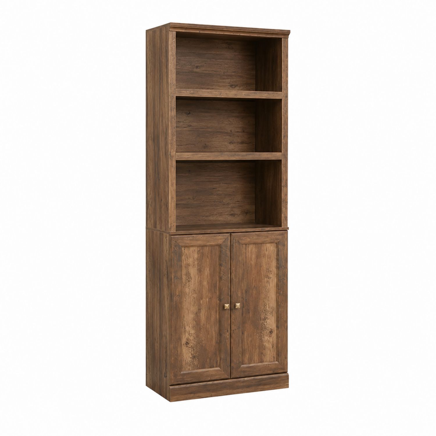 Libreria in Legno Truciolato con Ripiani Regolabili e Ante, Marrone, 80x190x30 cm-Lumveron