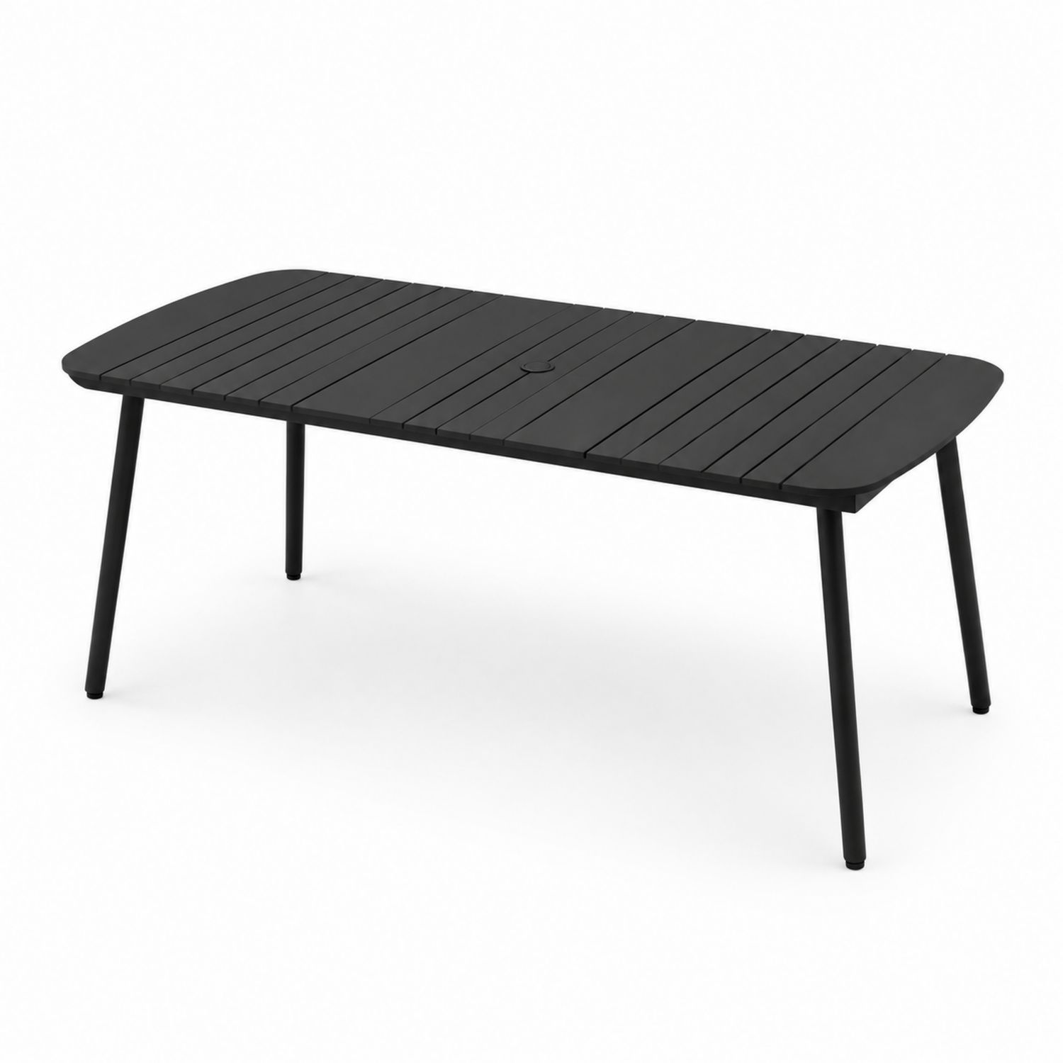 Tavolo da pranzo rettangolare in alluminio anodizzato Nero-Lumveron
