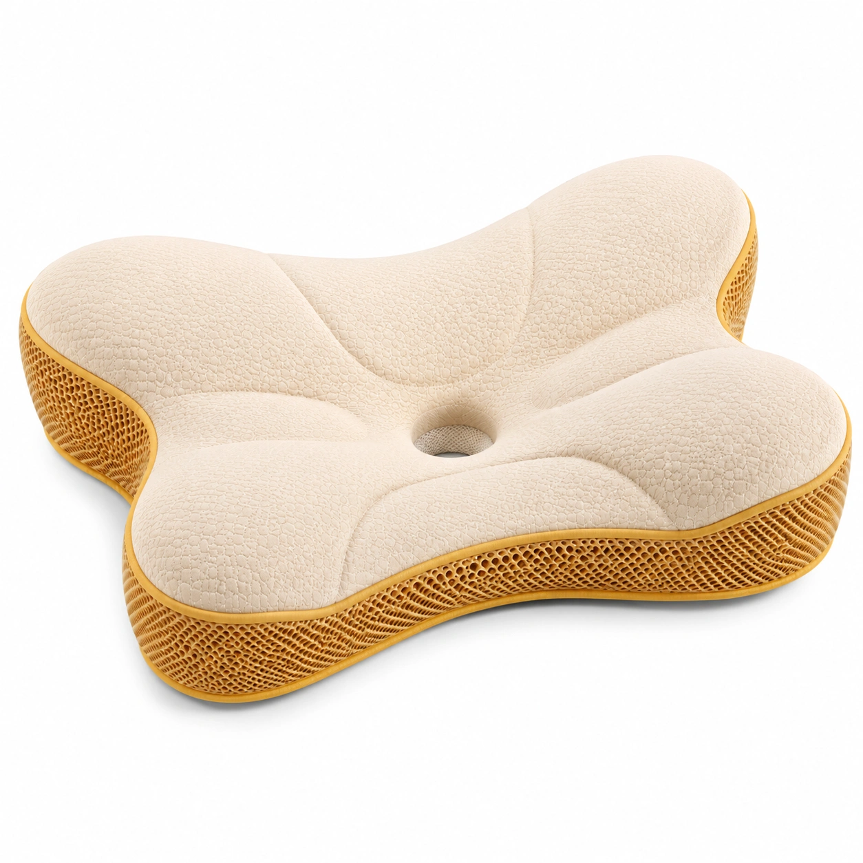 Cuscino ergonomico per seduta crema e giallo con design traspirante-HOMEVETRA