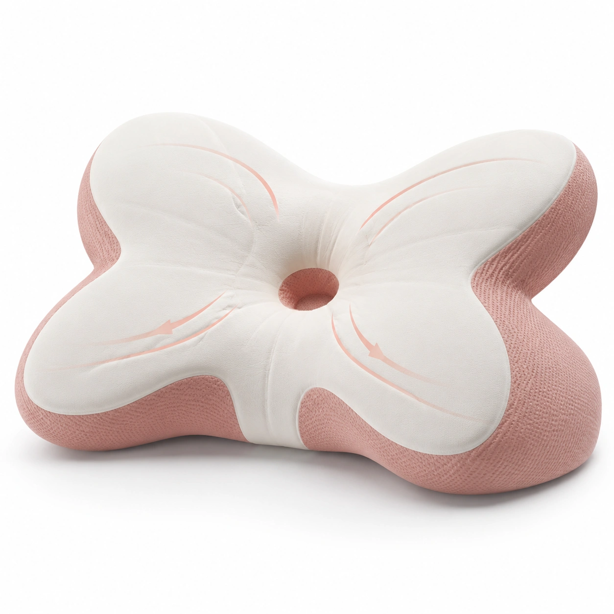 Cuscino ergonomico a farfalla bianco e rosa-HOMEVETRA