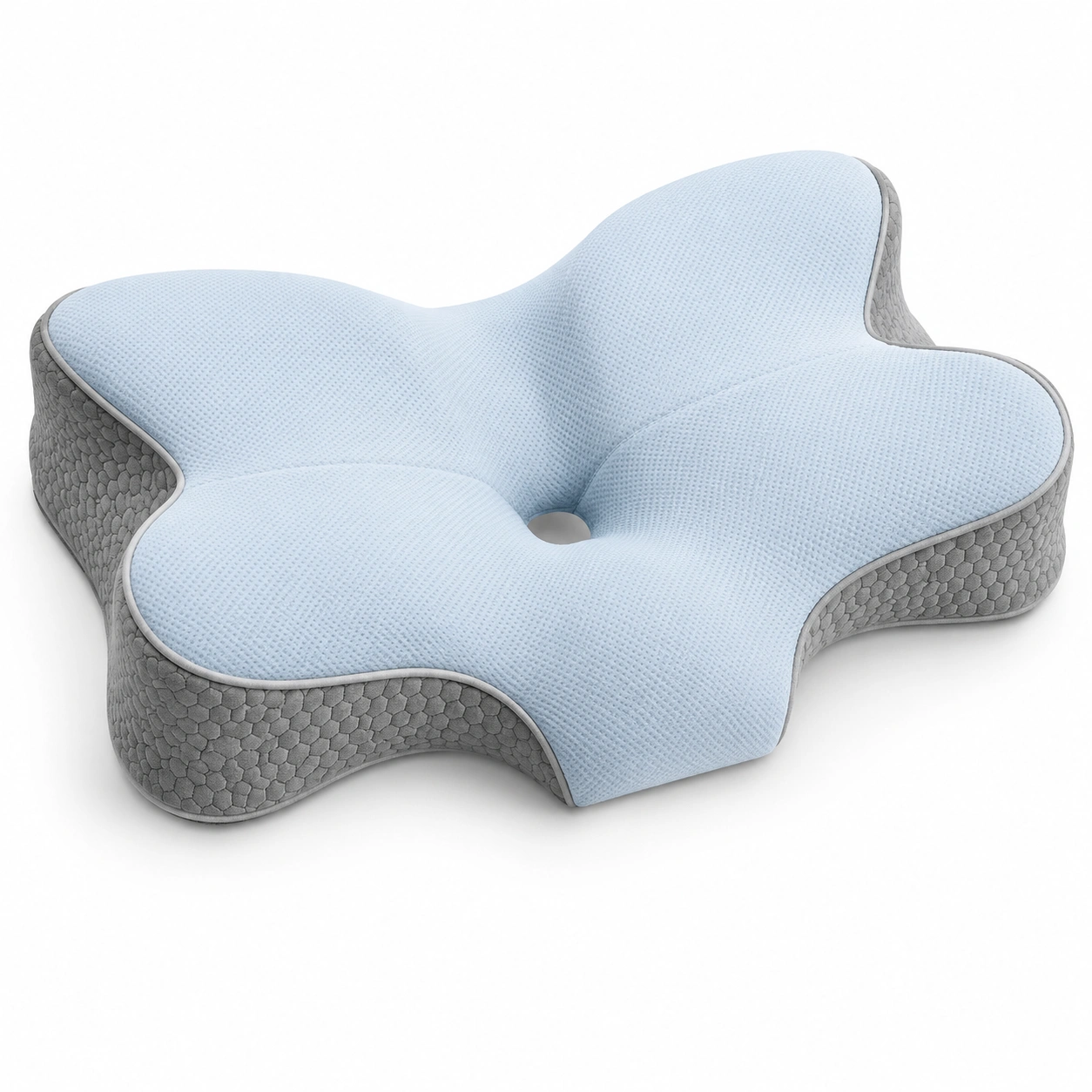 Cuscino Ergonomico a Farfalla Blu e Grigio-HOMEVETRA