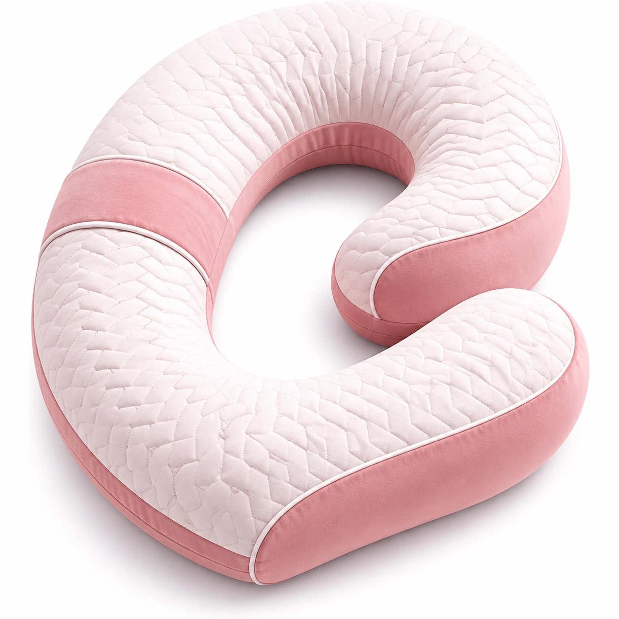 Cuscino gravidanza a forma di C rosa e bianco-JORQELVIN
