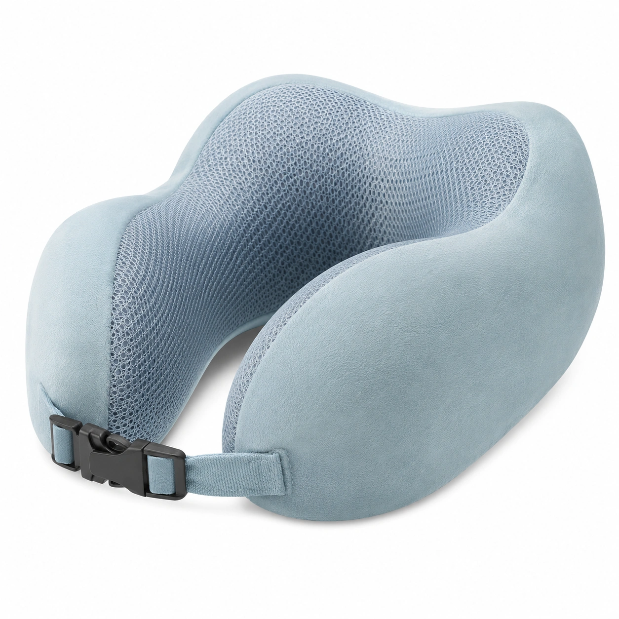 Cuscino da viaggio ergonomico in memory foam azzurro-JORQELVIN