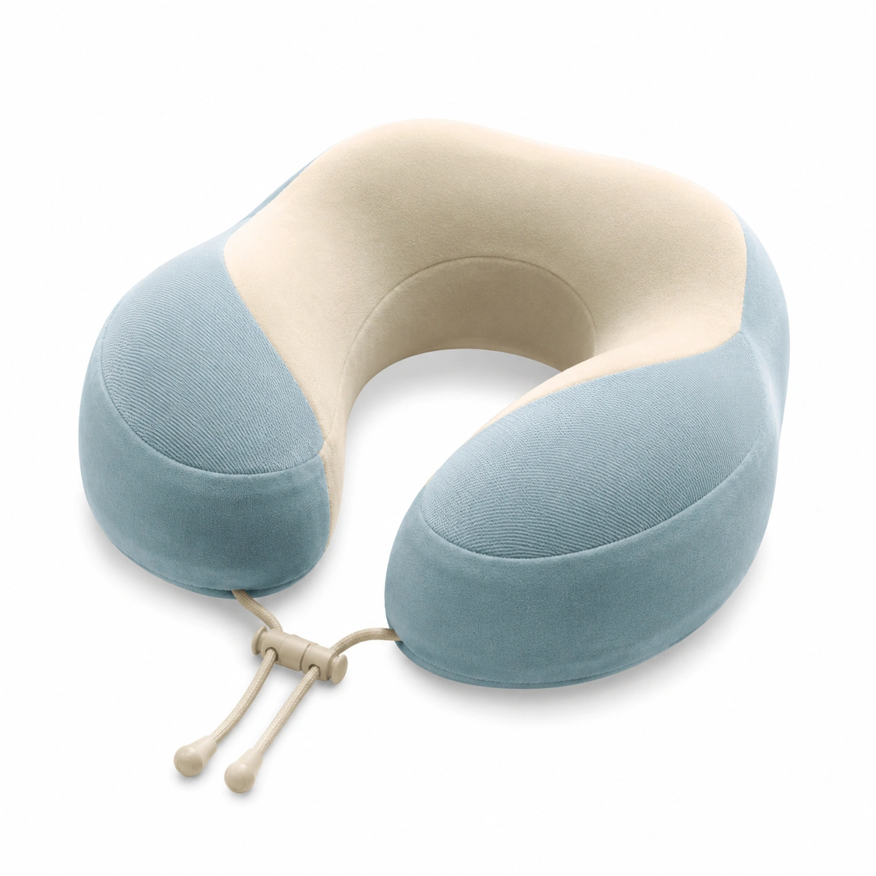Cuscino da Viaggio Ergonomico Memory Foam Azzurro e Crema-JORQELVIN