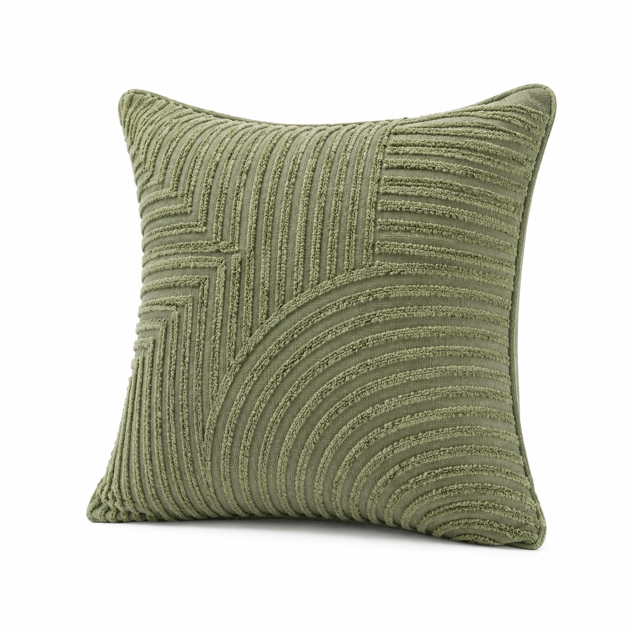Cuscino Decorativo Quadrato Verde con Motivo Geometrico-JORQELVIN