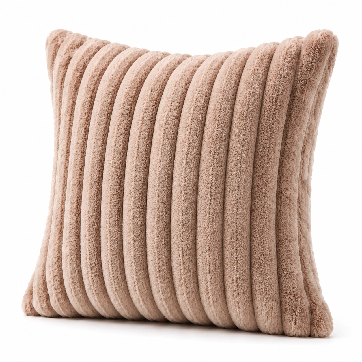 Cuscino Decorativo in Peluche Beige a Righe-JORQELVIN