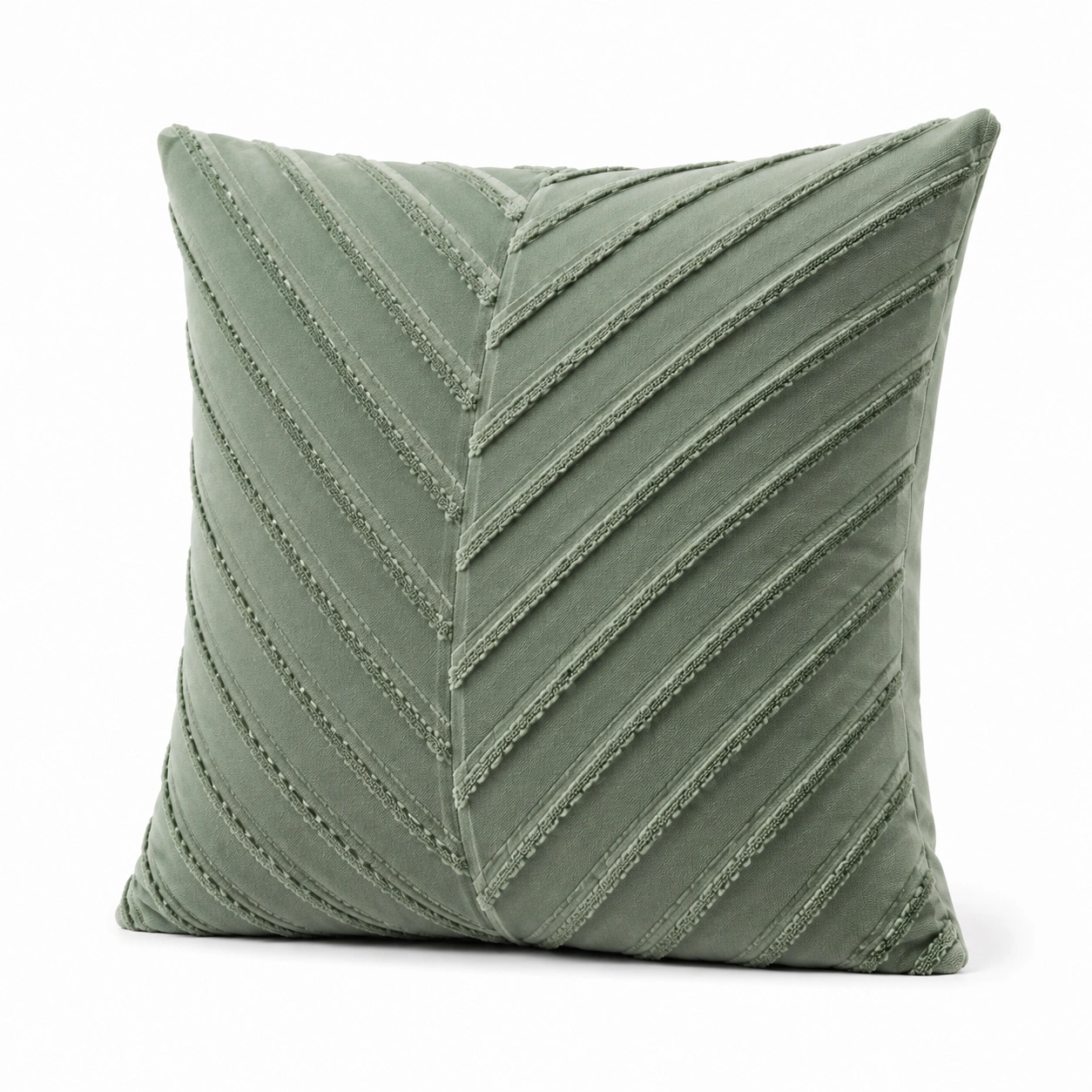 Cuscino decorativo quadrato verde con motivo a chevron-JORQELVIN