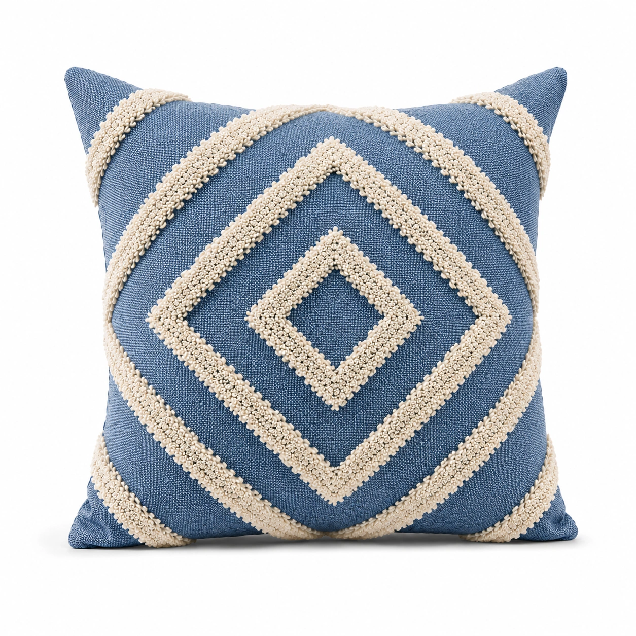 Cuscino Decorativo con Motivi Geometrici Blu e Beige 45x45 cm-JORQELVIN