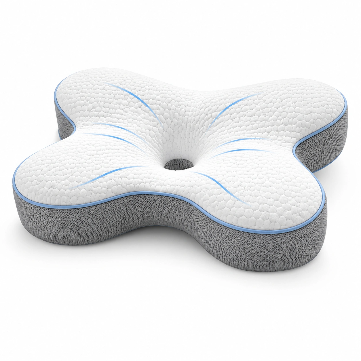 Cuscino Ergonomico Ortopedico a Forma di Farfalla Bianco/Grigio-JORQELVIN