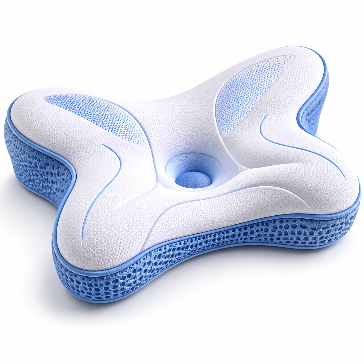 Cuscino Cervicale Ergonomico Traspirante Bianco e Blu-JORQELVIN