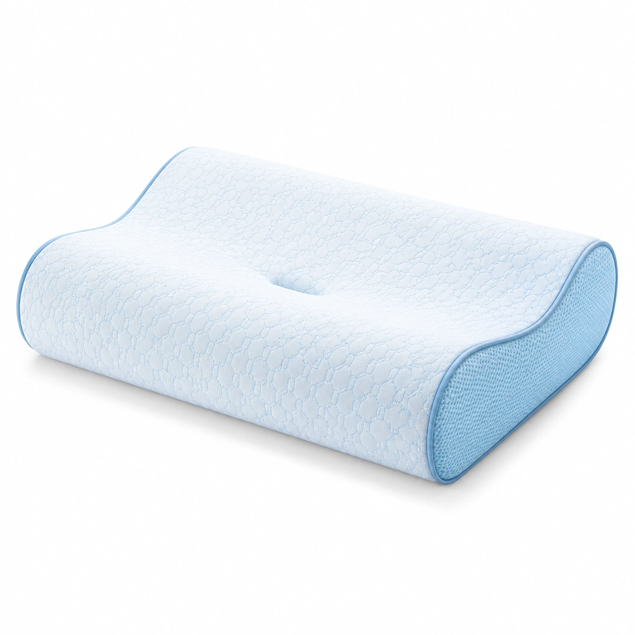 Cuscino ergonomico in schiuma memory azzurro per supporto cervicale-JORQELVIN