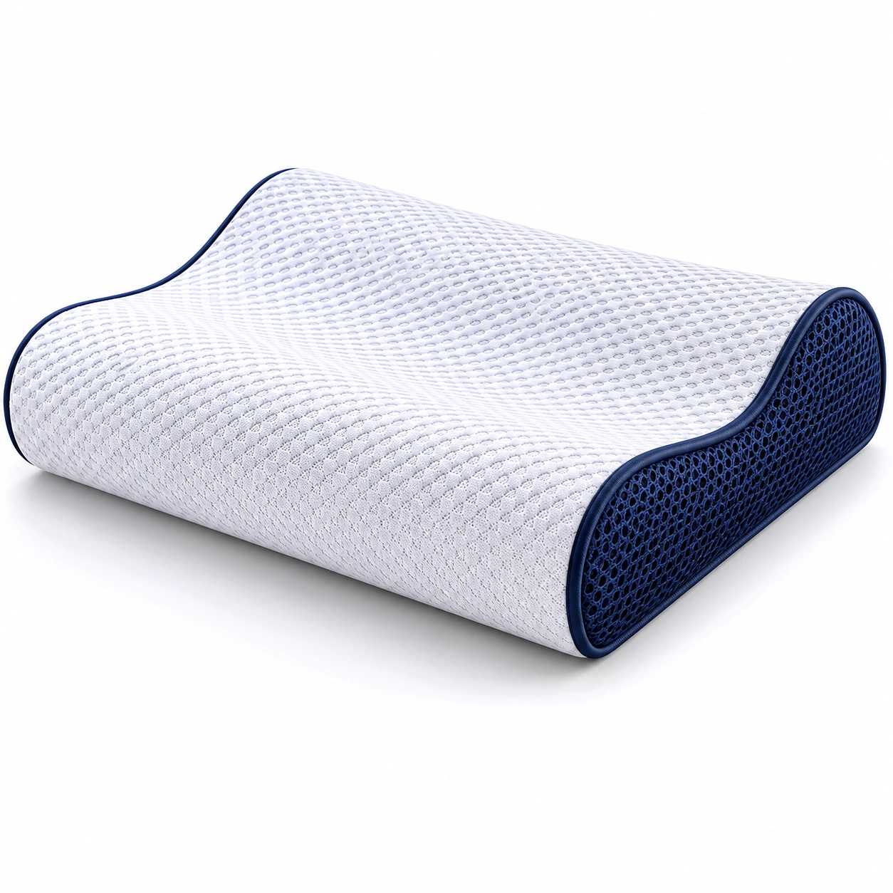Cuscino Ergonomico Ortopedico Memory Foam Bianco e Blu-JORQELVIN