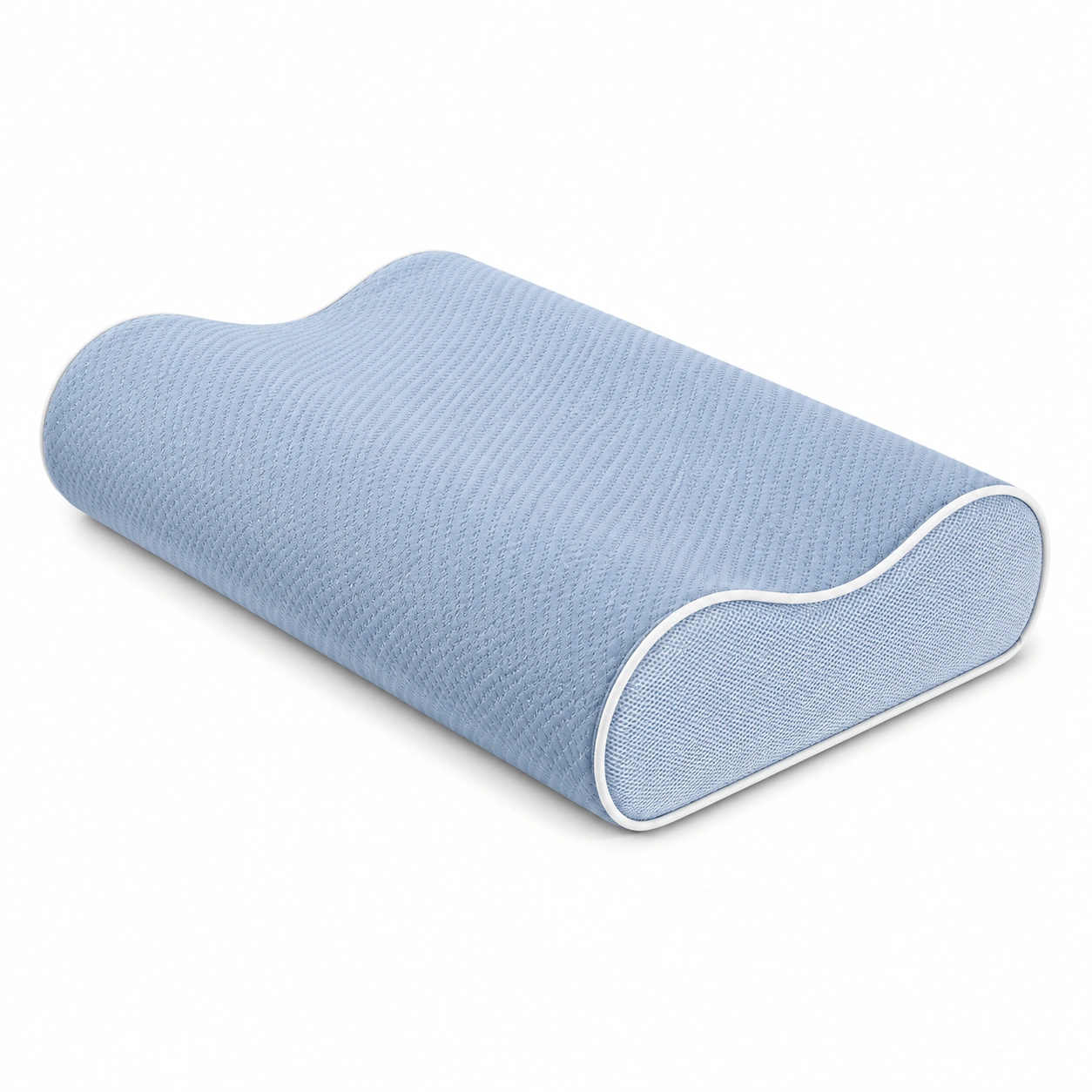 Cuscino Ortopedico Ergonomico in Memory Foam Azzurro, 50x30x10 cm-JORQELVIN
