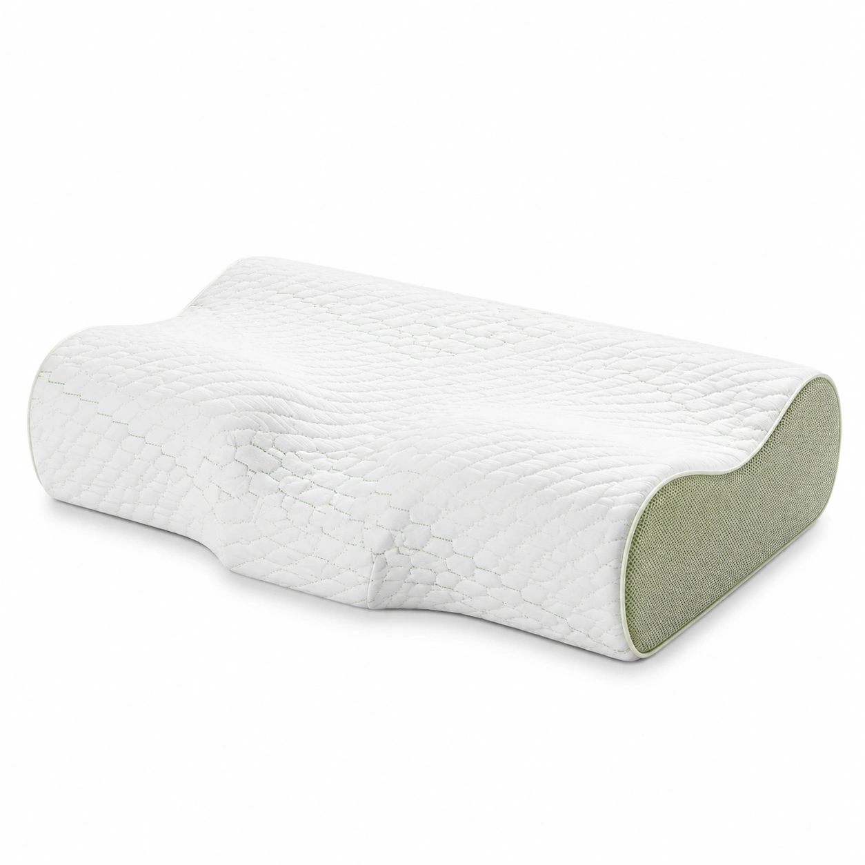 Cuscino Cervicale Ergonomico Memory Foam Bianco e Verde-JORQELVIN