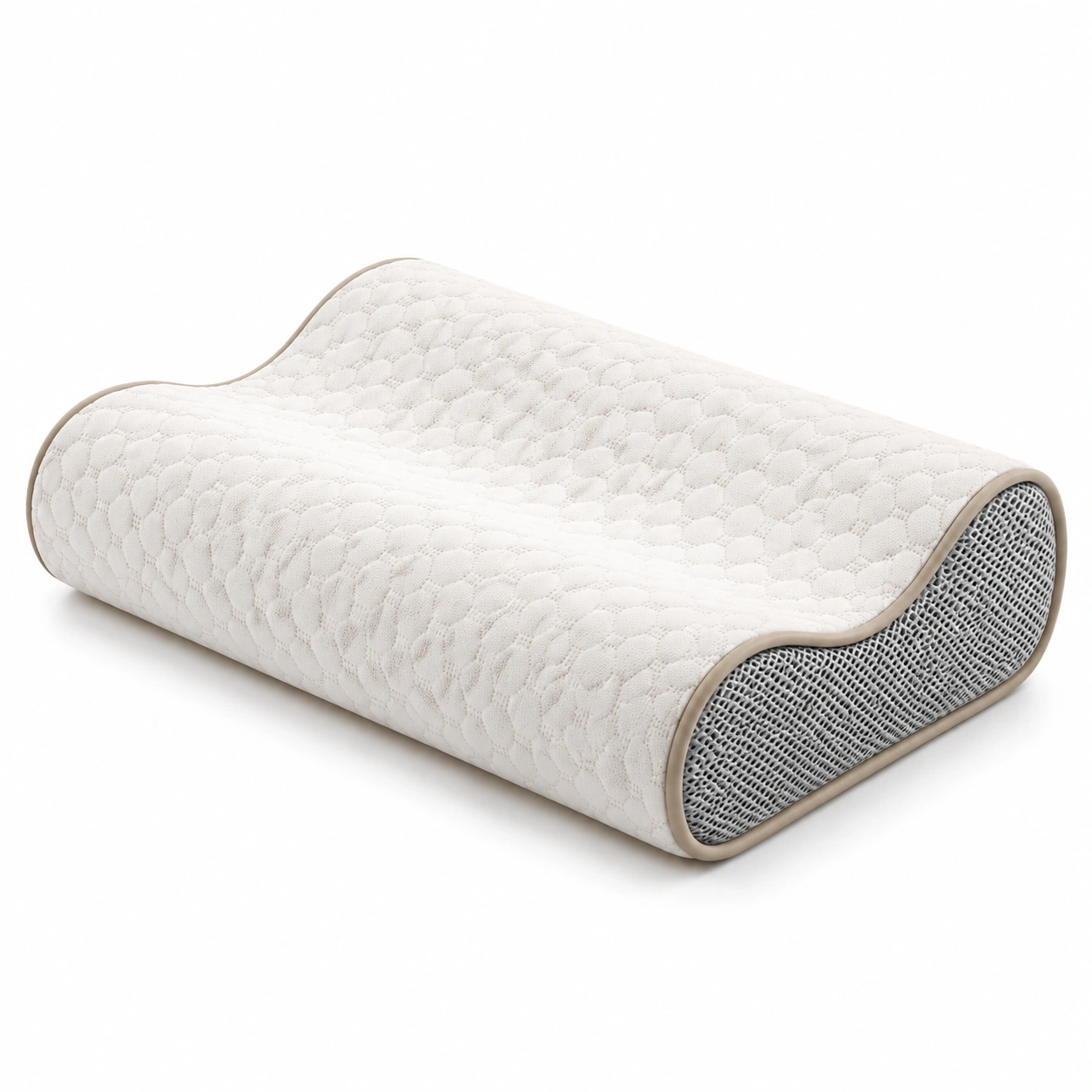Cuscino Ergonomico Cervicale in Schiuma Memory con Design Ondulato Bianco-JORQELVIN