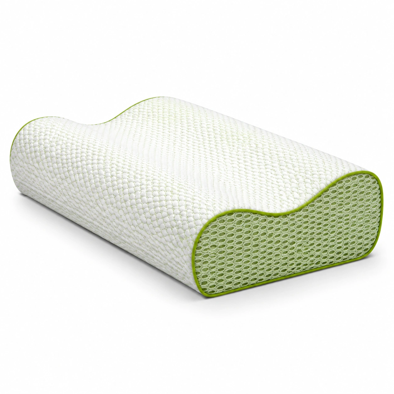 Cuscino Ergonomico in Memory Foam Bianco/Verde-JORQELVIN