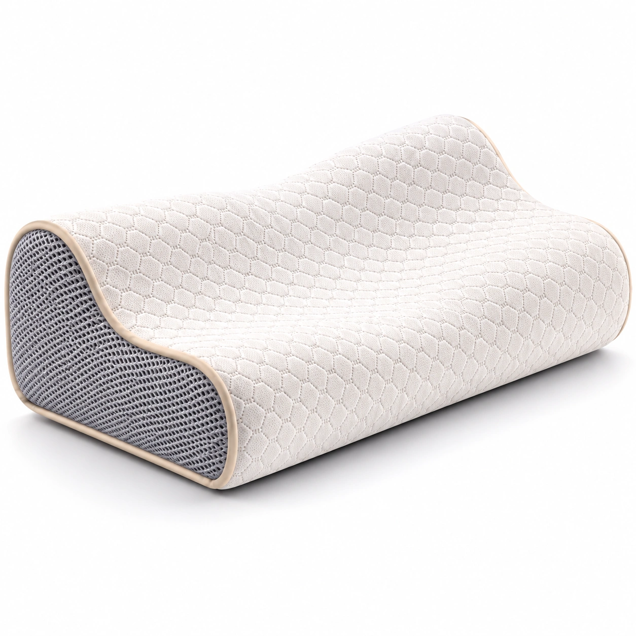 Cuscino Ergonomico in Memory Foam Bianco-Grigio-JORQELVIN