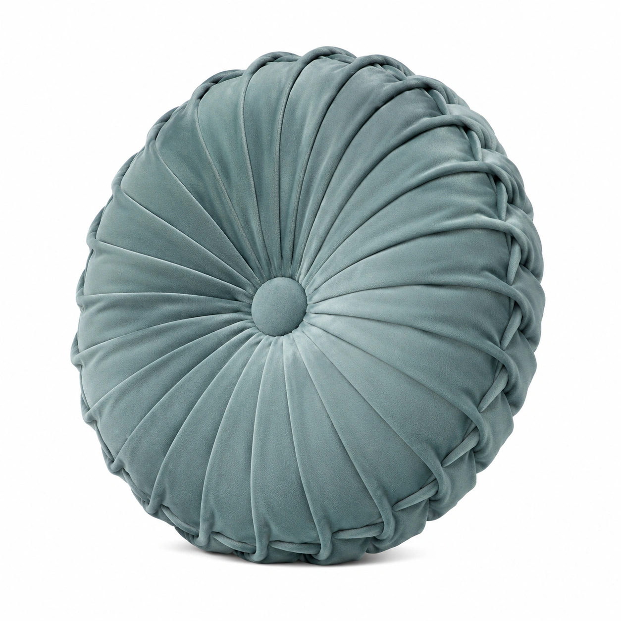 Cuscino Rotondo Decorativo in Velluto Azzurro-JORQELVIN