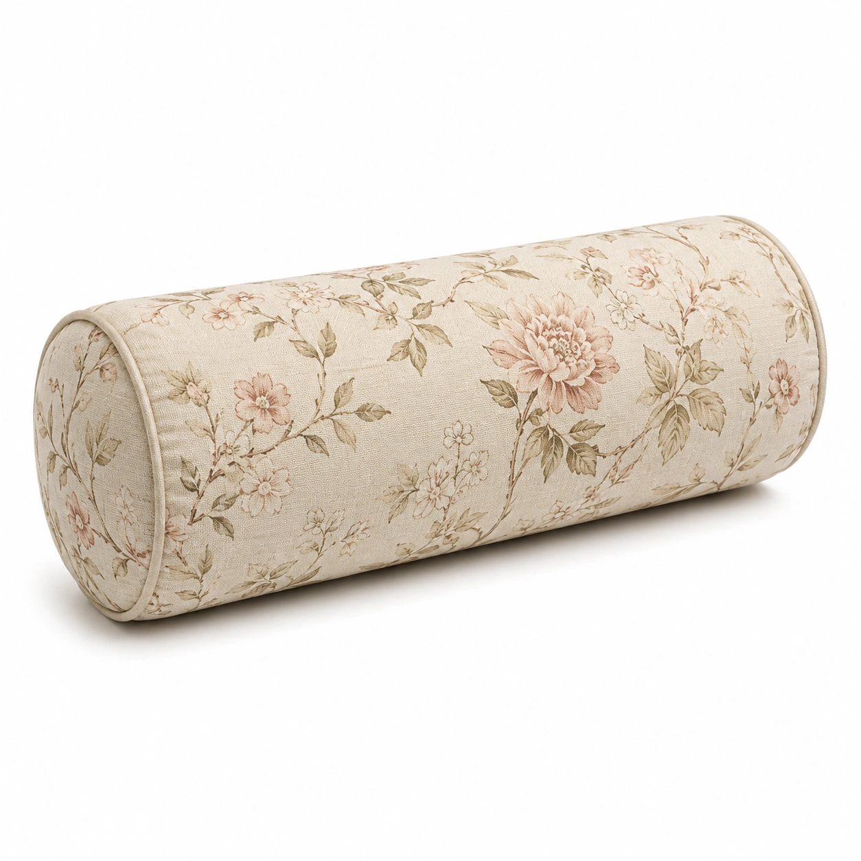 Cuscino cilindrico con motivo floreale crema/beige 60x20 cm-JORQELVIN
