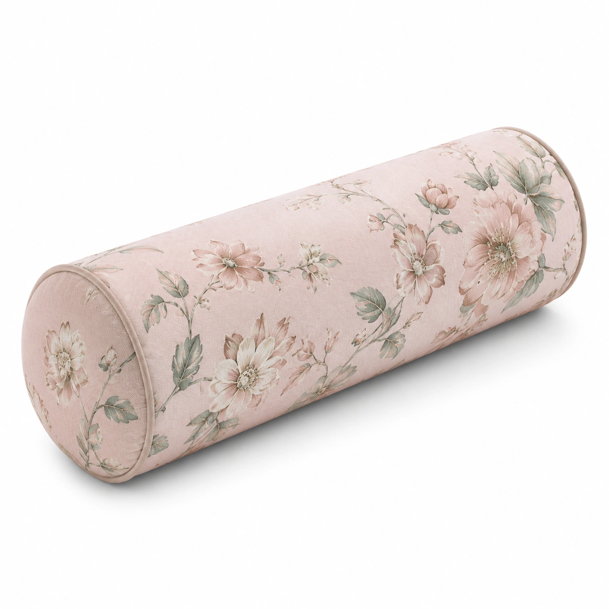 Cuscino rullo decorativo floreale rosa 60x20 cm-JORQELVIN