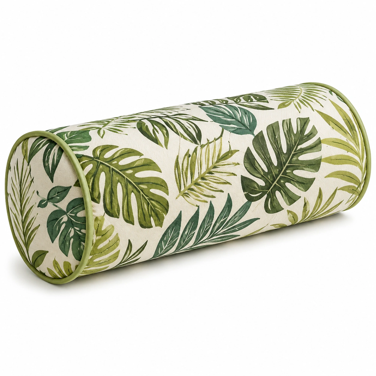 Cuscino cilindrico decorativo foglie verdi tropicali-JORQELVIN