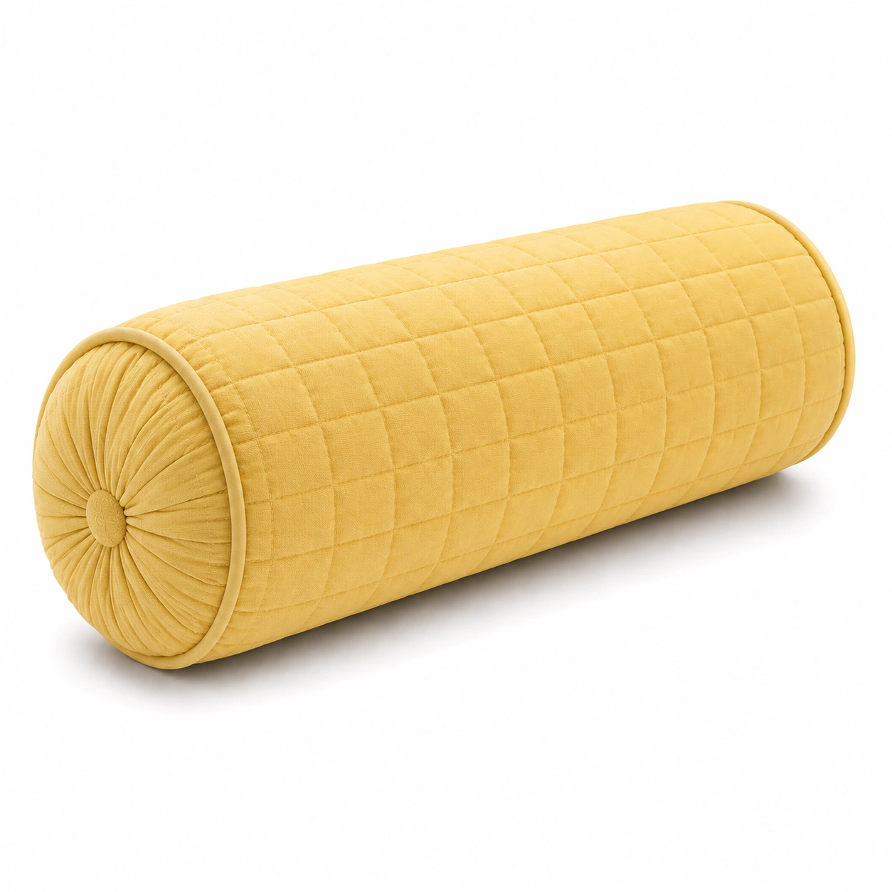 Cuscino cilindrico trapuntato giallo 60x20 cm-JORQELVIN