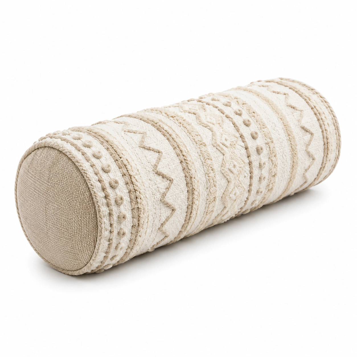 Cuscino cilindrico decorativo boho crema 50x20 cm-JORQELVIN