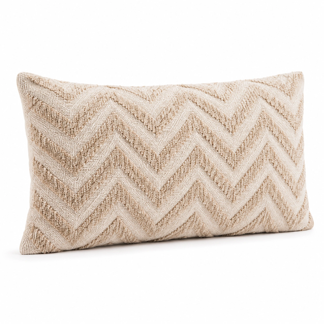 Cuscino decorativo beige motivo a zigzag 50x30 cm-JORQELVIN