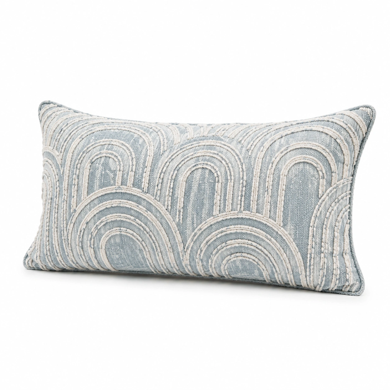 Cuscino Decorativo Ricamato Blu e Bianco, 50x30 cm-JORQELVIN