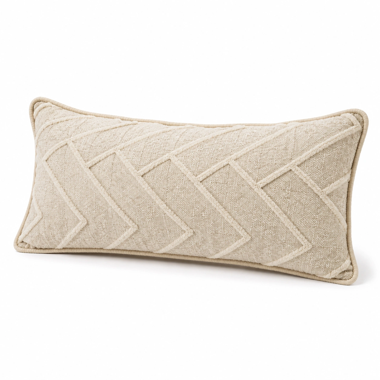 Cuscino rettangolare beige con motivi geometrici-JORQELVIN