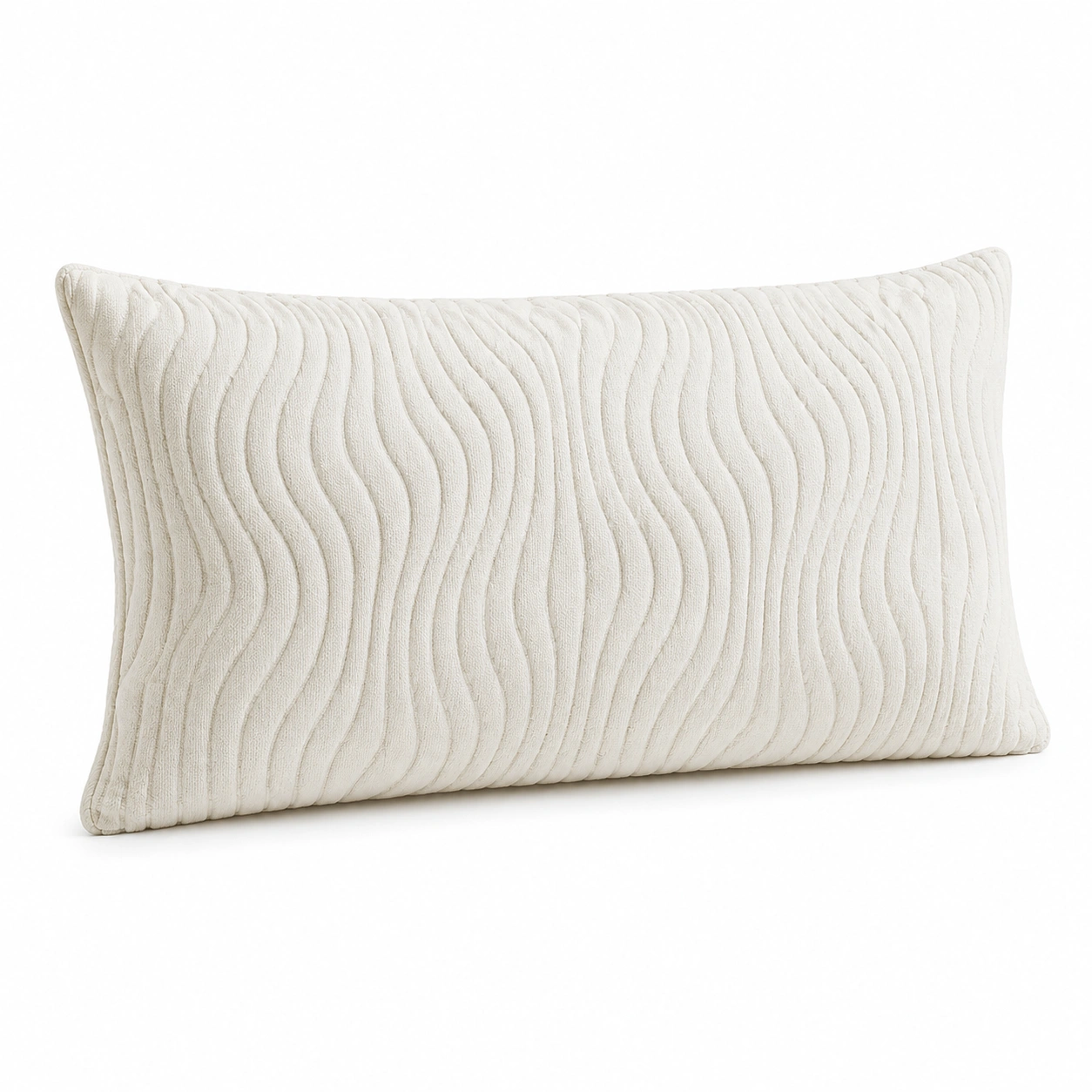 Cuscino Decorativo Rettangolare con Texture Ondulata Crema-JORQELVIN