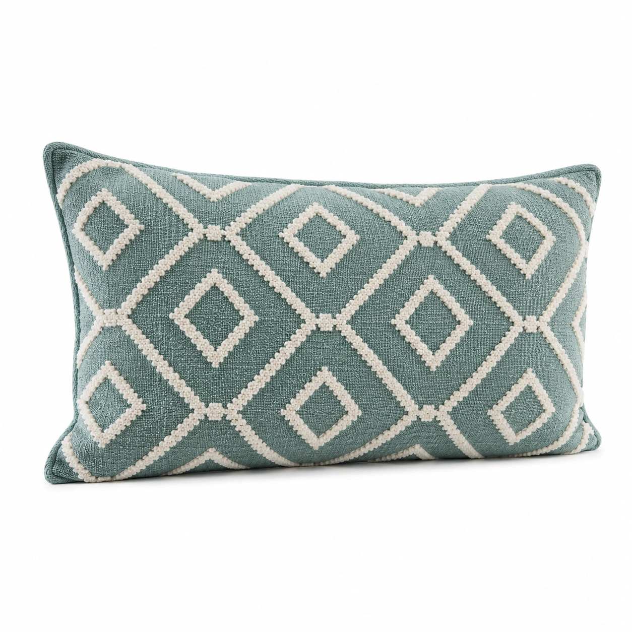 Cuscino rettangolare 50x30 cm verde con motivo a rombi-JORQELVIN