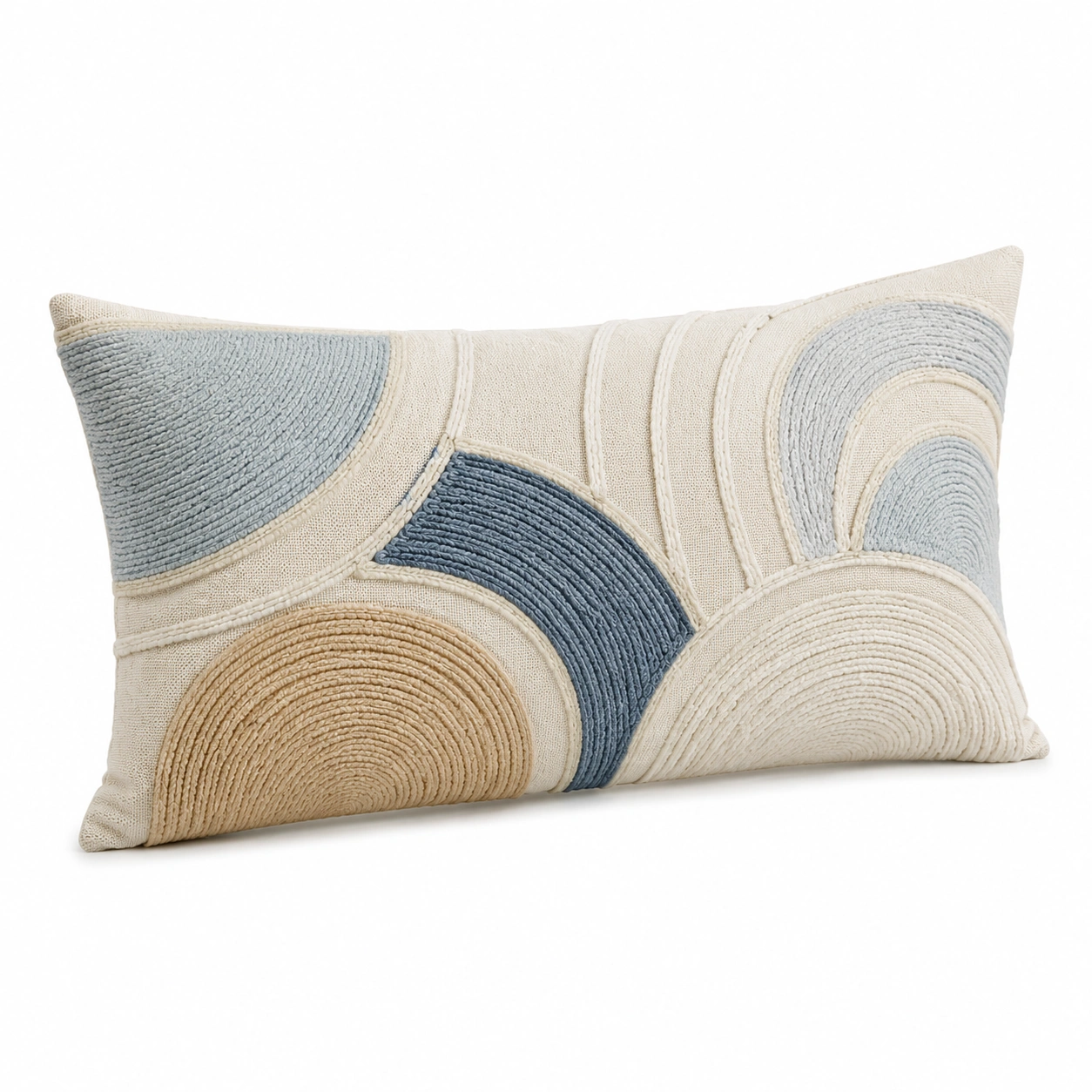 Cuscino Decorativo Rettangolare Astratto Beige e Blu 60x30 cm-JORQELVIN
