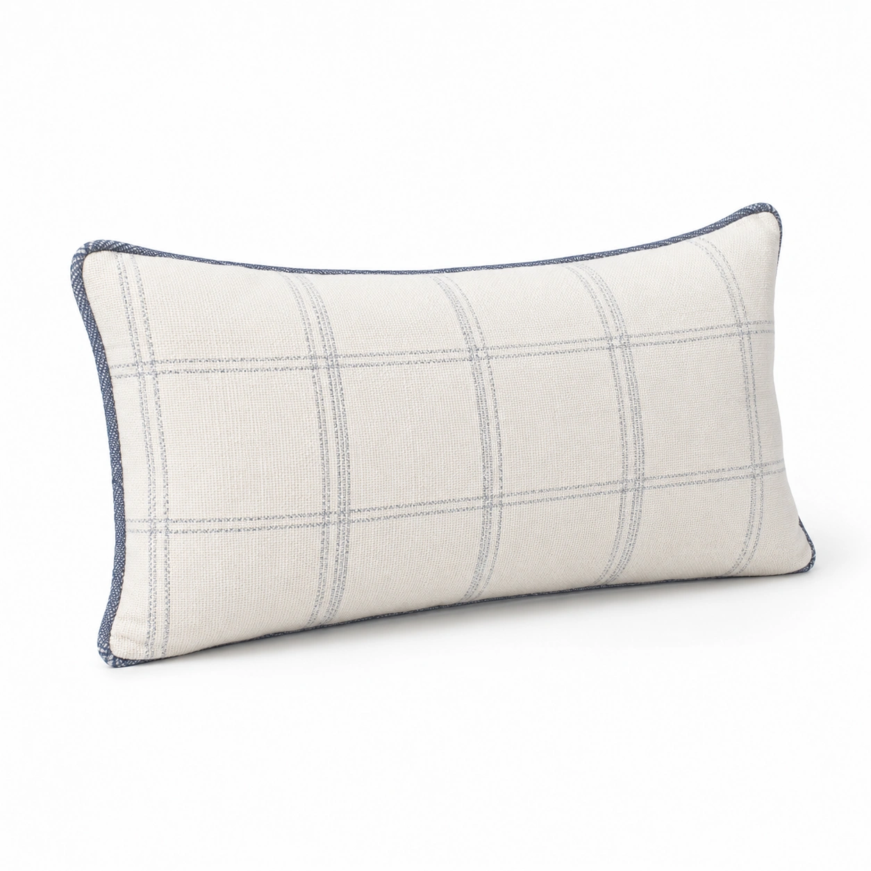 Cuscino decorativo rettangolare a quadri grigio blu-JORQELVIN