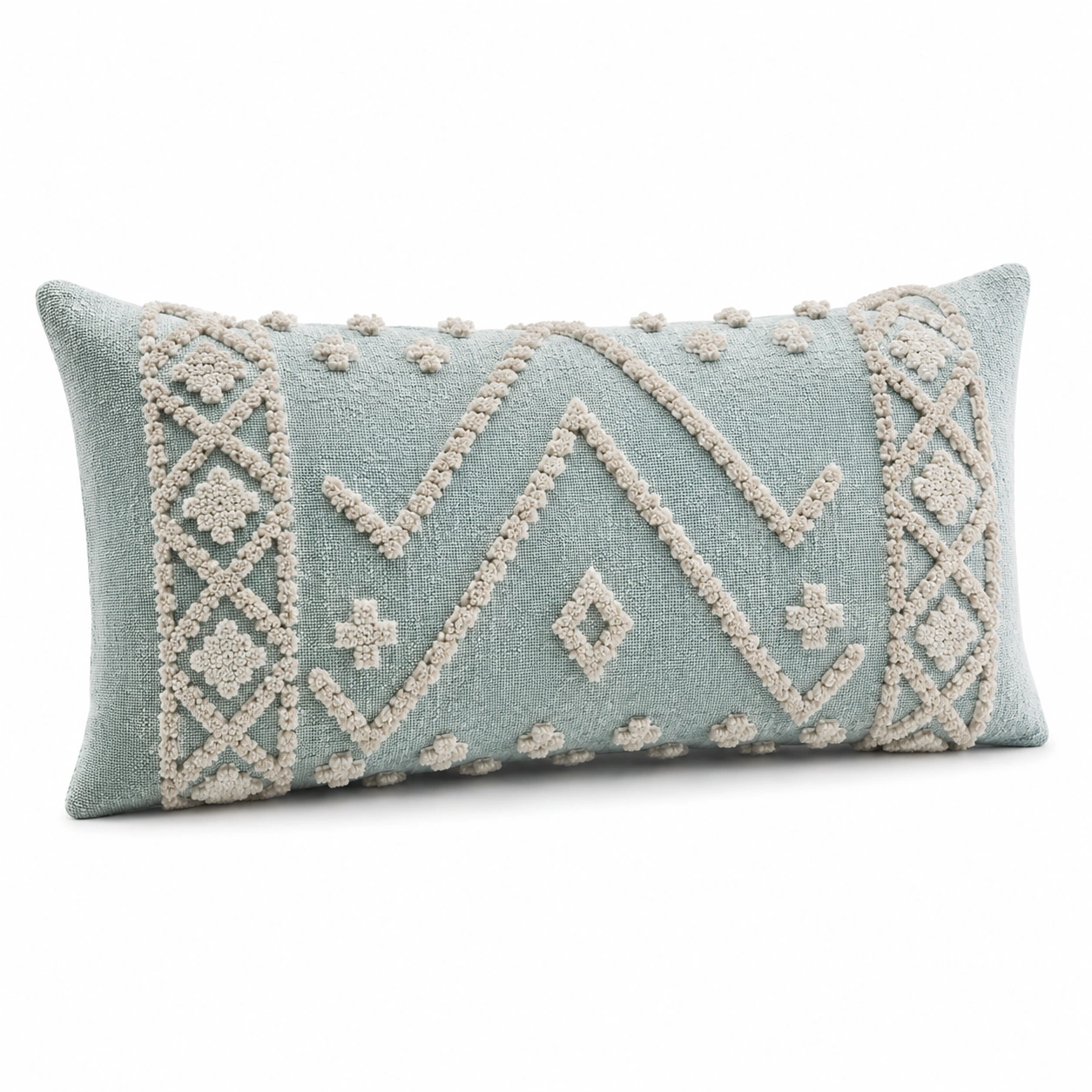 Cuscino Decorativo Rettangolare Azzurro e Bianco con Motivo Geometrico-JORQELVIN