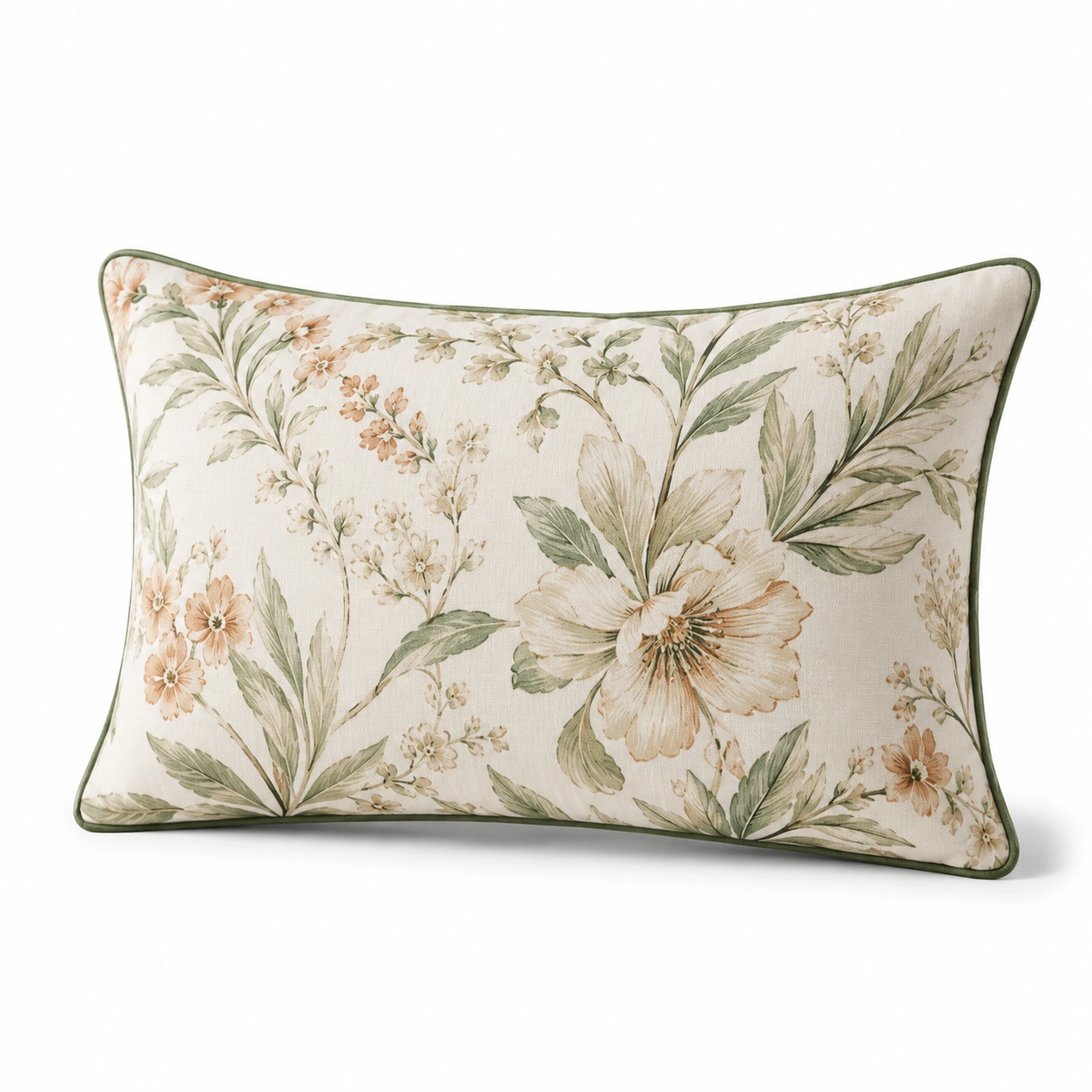 Cuscino Decorativo Floreale Verde Beige 50x30 cm-JORQELVIN