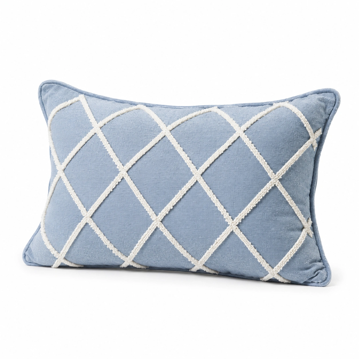 Cuscino Decorativo Rettangolare a Griglia Blu 50x30-JORQELVIN